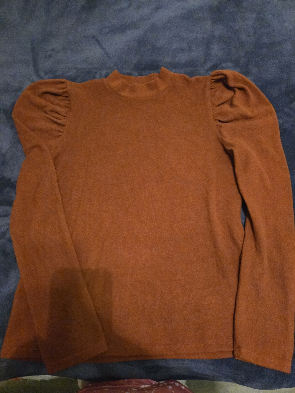 Unwritten Burnt Orange Knit Top with Puff Shoulders
